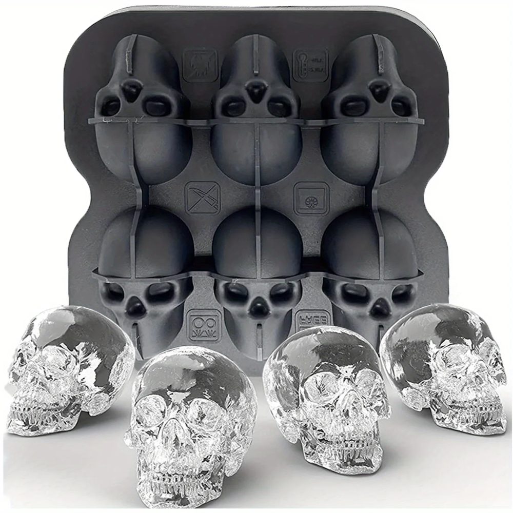 Schädel Eis Ball Form Silikon 3D Flexible Eiswürfel Trays BPA FREI Eis Trays Für Gefrierschrank Horror Schädel Kopf Cocktail Eis Ball Maker