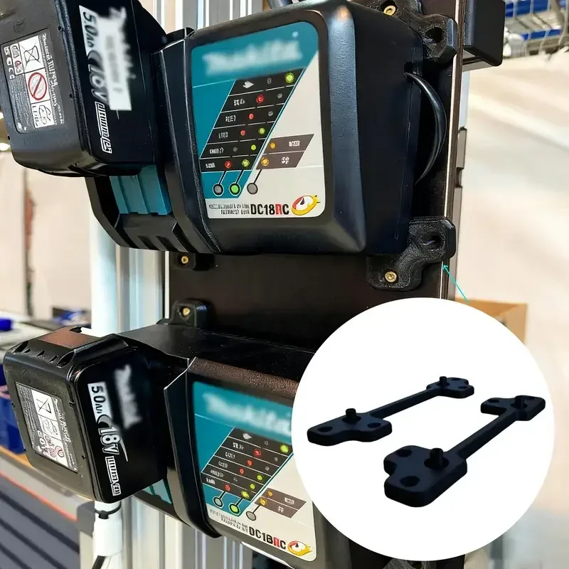 2 Stück wandmontierte Ladegeräthalterungen für DC18RC und DC40RA, sichere Aufbewahrung für schnelle Ladegeräte, Werkzeugaufbewahrung für Garage und Werkstatt