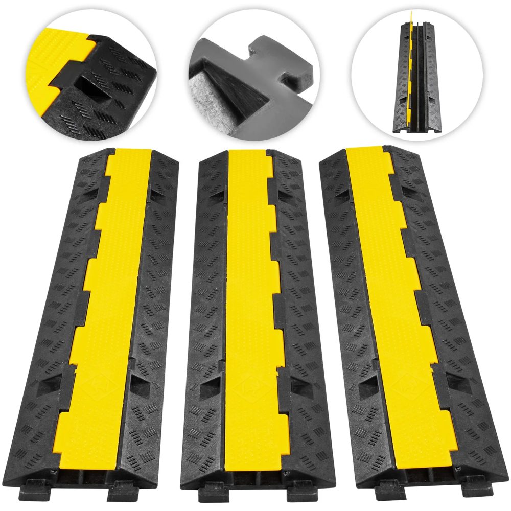SucceBuy Kabelschutz, Rampe, Draht, Kabelabdeckung, Kabelschutz, 2 Kanäle, Gummi + PVC, 11000 Pfund, Geschwindigkeit, Beule, Parkplatz, Auffahrt, Verkehr