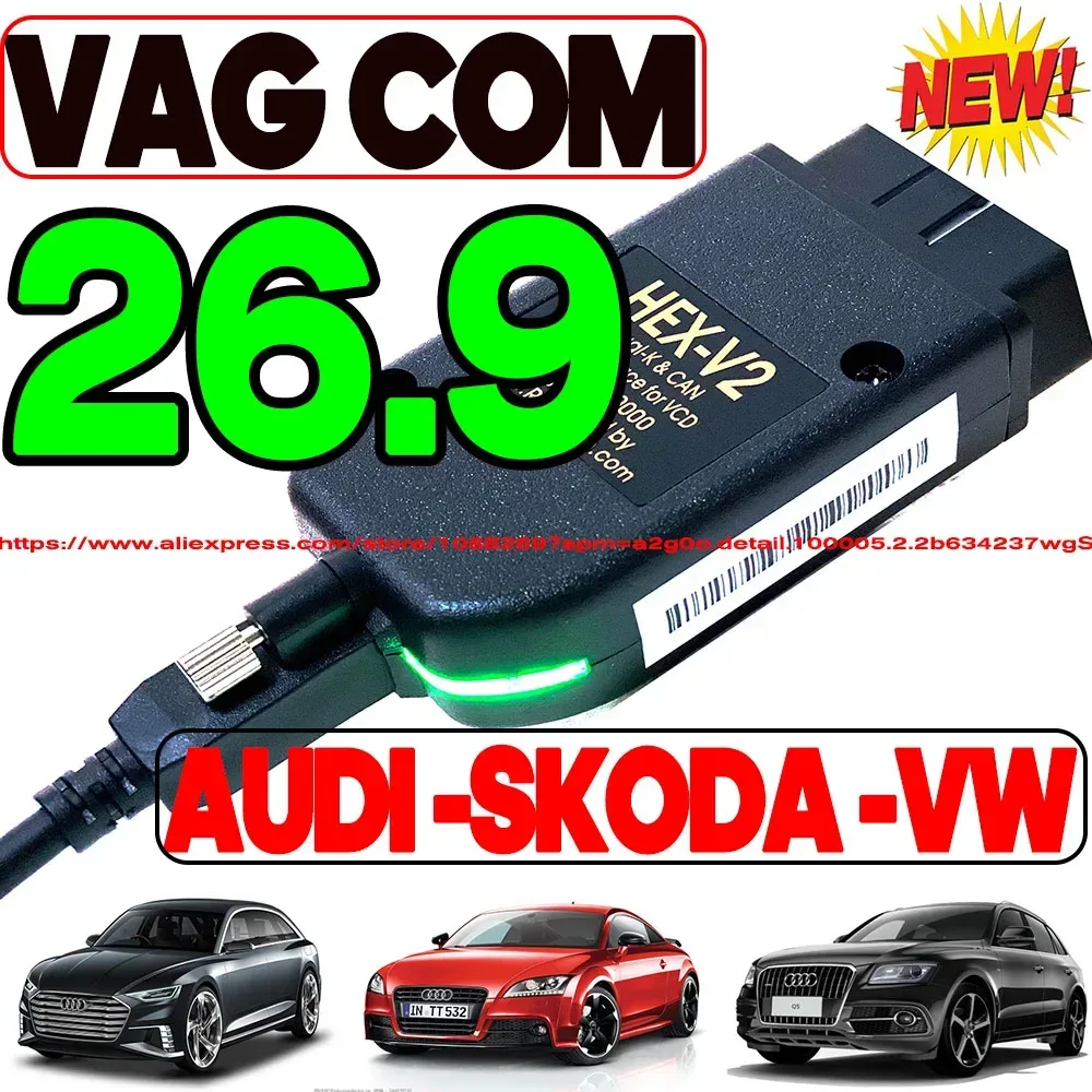 2026 VCDS VAGCOM Interface VAG HEX V2 Update 26.9 FÜR VW FÜR AUDI Skoda Seat Mehrsprachige Auto-Diagnose VAGOM Tools