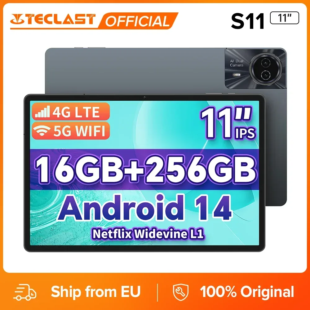 Teclast Odea S11, 11-Zoll-Tablet, Max. 16GB RAM, 256GB ROM, 1920X1200 TDDI, Android 14, Octa-Core, T606, GPS, 4G LTE, 13MP+8MP