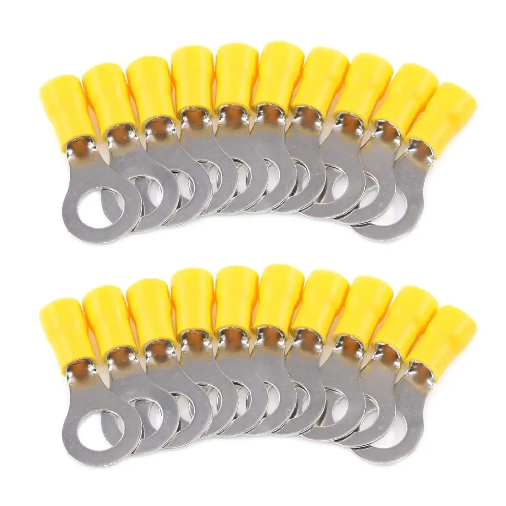 10/50/100 Stück RV5,5 M4M5M6M8 Gelb 12-10AWG Ring Crimp Terminal Isolierte Elektrische Kabel Draht Stecker