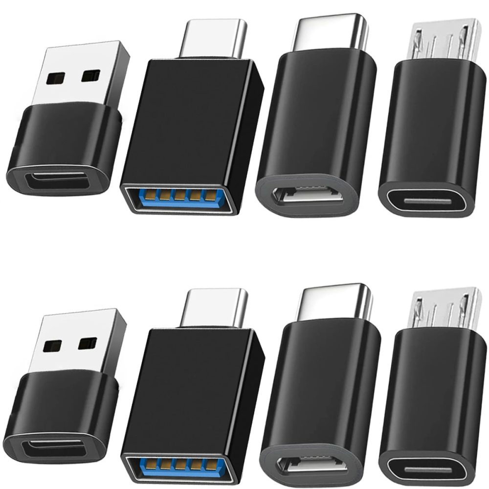 8 Stück USB-zu-USB-C-Adapter, USB-Typ-C-Buchse auf USB-Adapter, Micro-USB-zu-USB-C-Buchse, männlich, Konverter-Anschluss, für Laptop, Auto