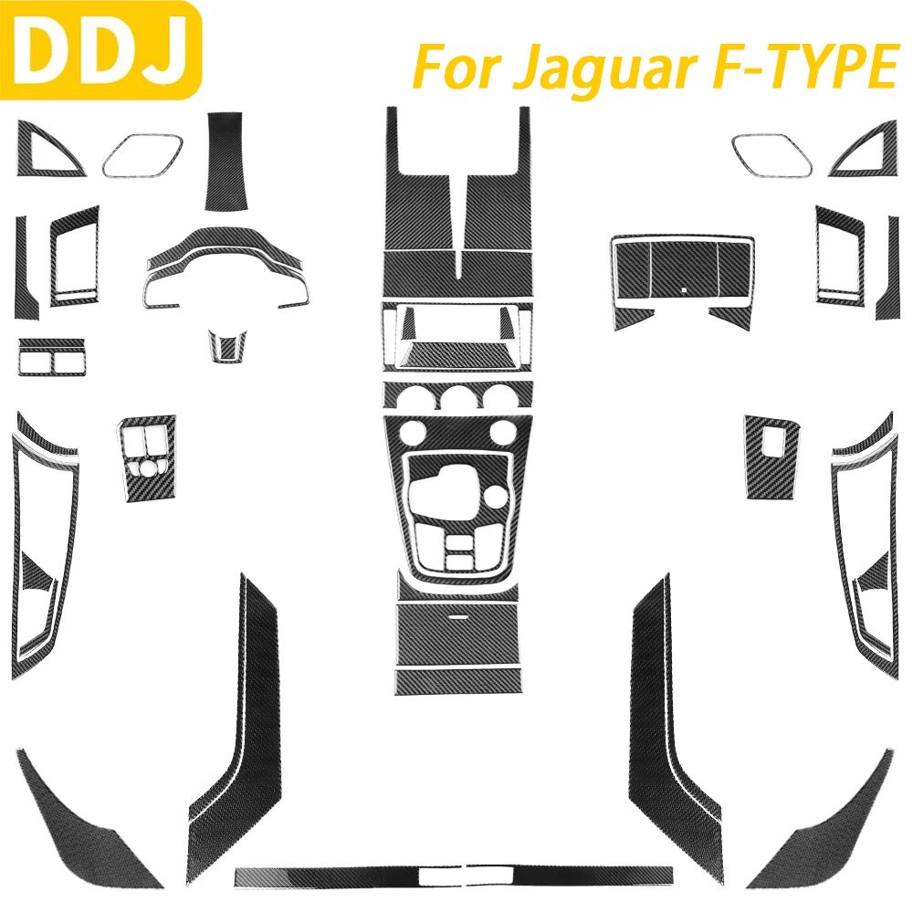 Für Jaguar F-TYPE 2013-2024 Carbon Fiber Center Konsole Getriebe Shift Dashboard Air Vent Panel Trim Set Auto zubehör Aufkleber