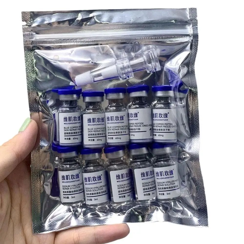 Blue Copper Peptide Lyophilized Powder Kit GHK-Cu Anti-Aging Straffung Anti-Falten Reparatur Hautbarriere Aufhellung Feuchtigkeitsspendend