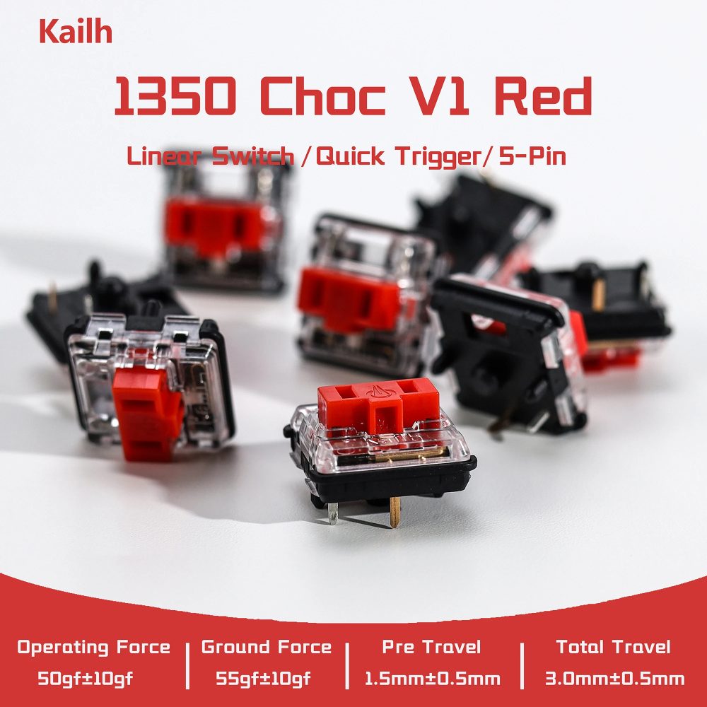 Kailh 1350 Choc V1 Red Switch Hitbox Controller Lineare, cremige Low-Profile-Schalter für RGB DIY Gaming Mechanische Tastatur Hitbox
