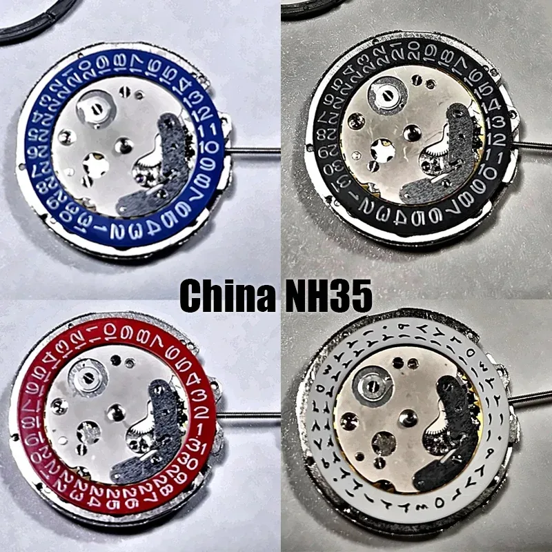 China NH35 Uhrwerk, 3-Uhr-Kalenderanzeige in Schwarz/Weiß, Ersatz Japan NH35 Mechanisches Uhrwerk, Uhrenzubehör