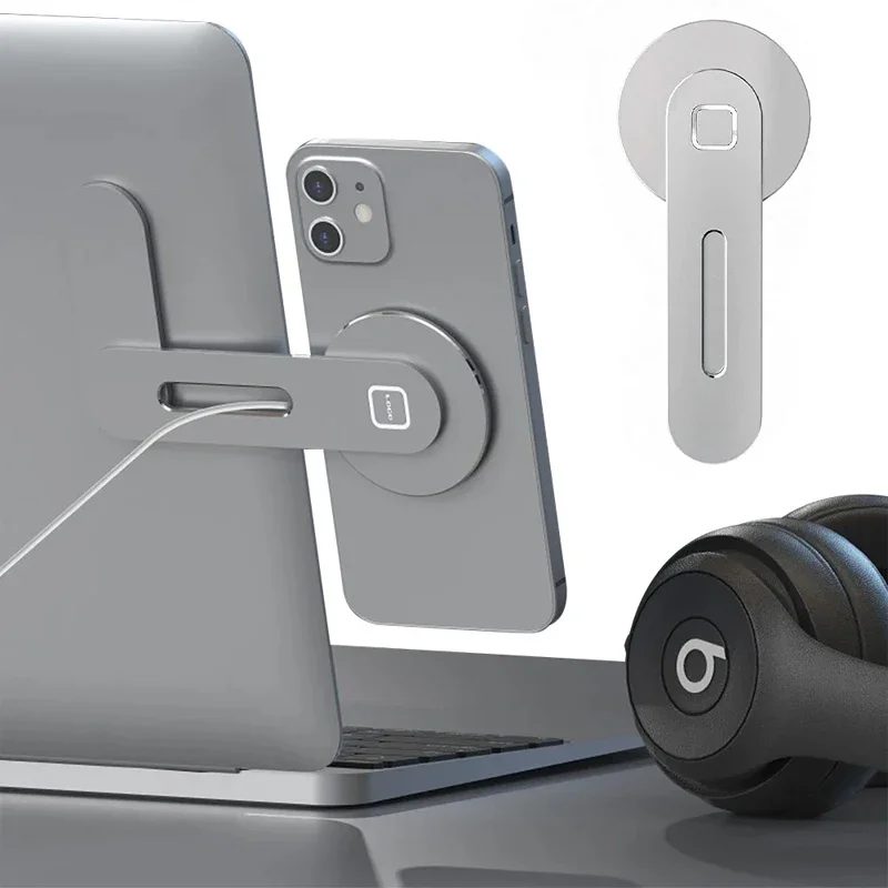 2024 Magnetischer Laptop-Handyhalter, Computer-Monitor, seitliches Handy, schlank und faltbar, für iPhone 14, 13, 12er-Serie, Hülle und alle Telefone