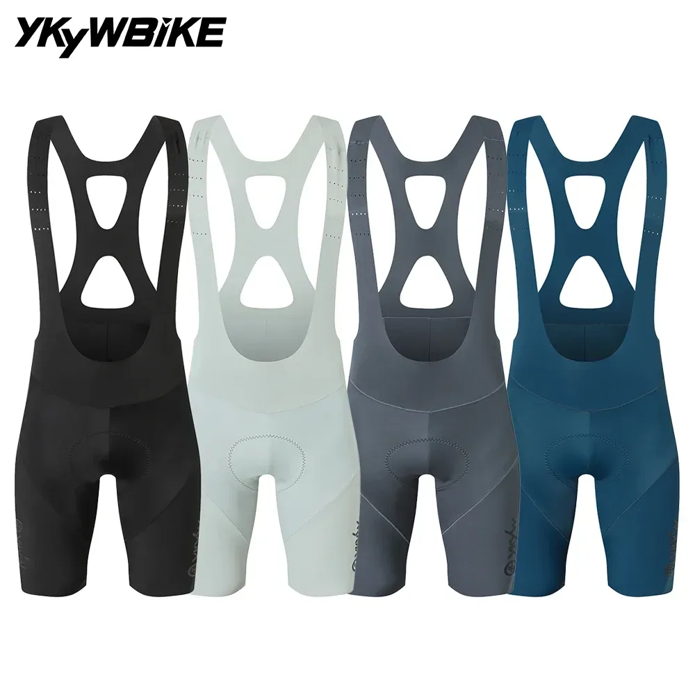 YKYWBIKE Männer Radfahren Trägerhose Italien Schnittstelle Polsterung 7 Stunden Reiten Sommer Rennrad Trägerhose Nahtlose Fahrrad Shorts Trägerhose
