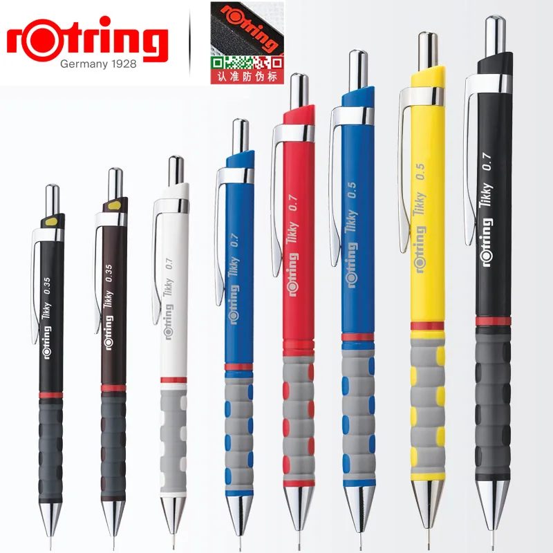 1 Rotring Tikky Druckbleistifte, 0,5/0,7 mm, automatischer Druckbleistift, leichtes Kunststoffgehäuse, dreieckiges Schaft, Hi-Polymer-Minen