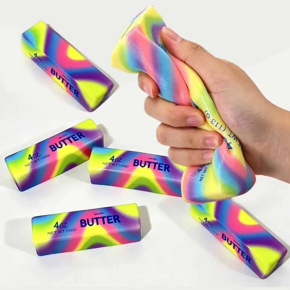 8 Stück/5 Stück/3 Stück/1 Stück Packung mit neuen, ultraweichen, farbenfrohen, realistischen, butterförmigen Slow-Rebound-Spielzeugen, lebensecht und farbenfroh