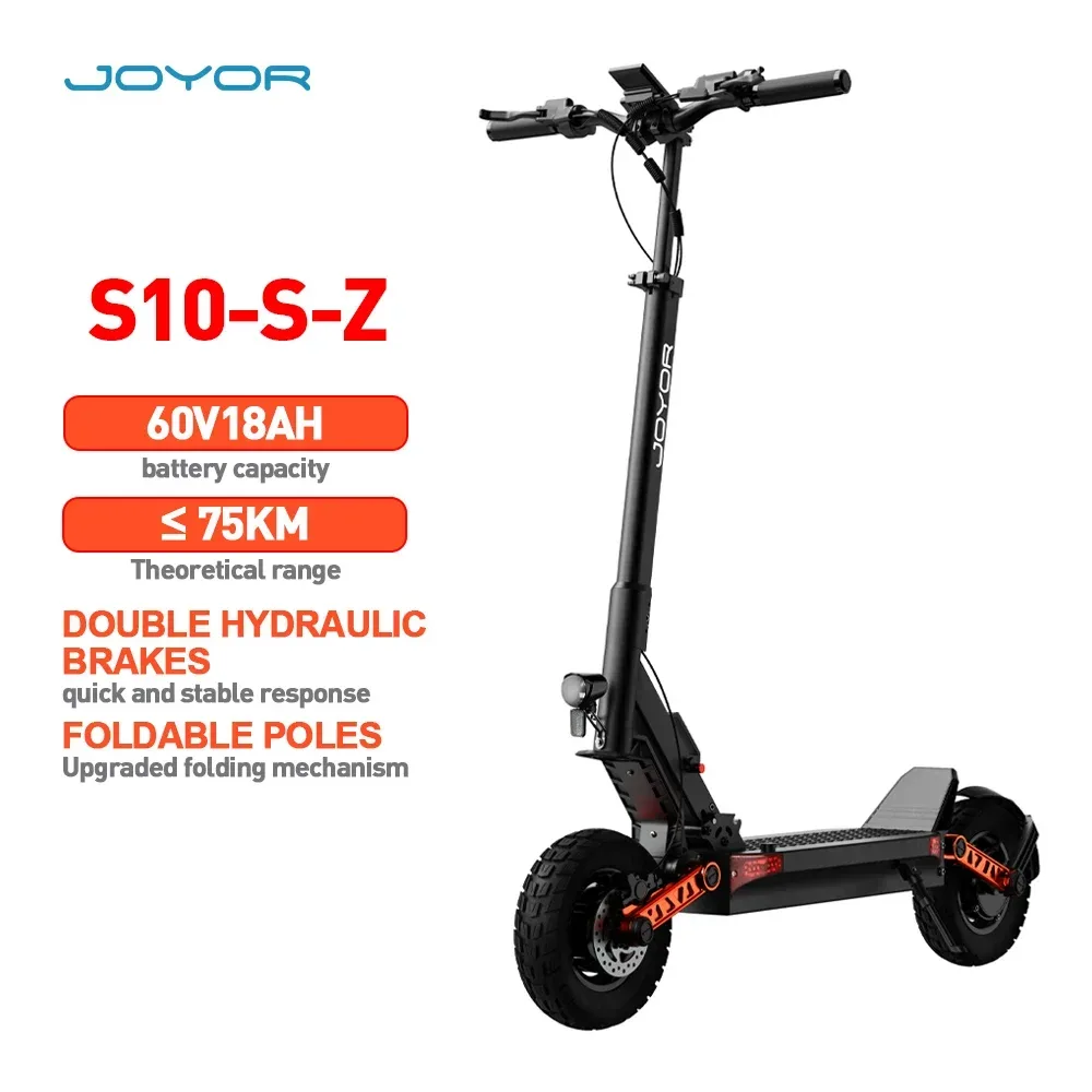 JOYOR S10-S-Z Elektroroller für Erwachsene 10 Zoll Luftreifen Faltbarer E-Scooter Geländetauglicher E-Roller