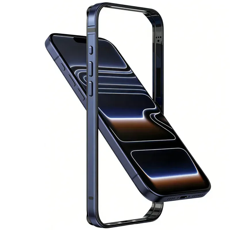 Aluminium Metall Bumper Slim Case für iPhone Air 17 16 E 15 14 13 12 11 Pro Max Plus 16E 17Pro iPhone Weiche Innere Telefonrahmenabdeckung