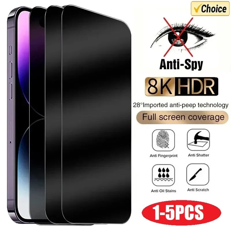 1-5PCS Anti-Spy Glas für iPhone 15 14 13 12 11 Pro Max Mini X XS XR 7 8 6 Plus Privatsphäre Displayschutzfolie für iPhone 17 16 17Air