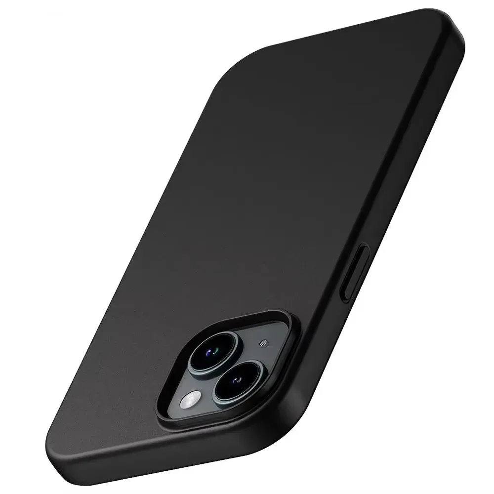 Luxuriöse matte Silikon-Softhülle für iPhone 16 15 14 Plus 13 12 Mini 11 Pro XS Max X XR SE 2 3 7 8 Plus Solid Black Back Cover