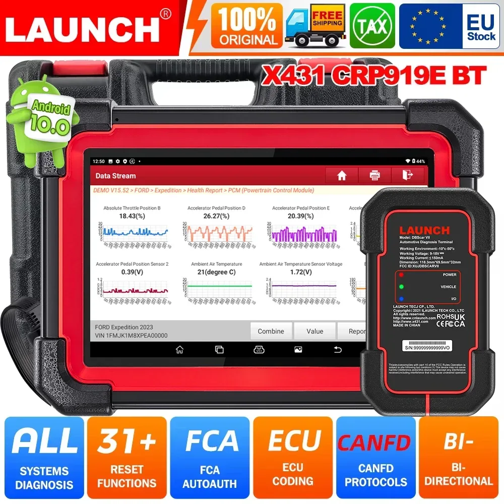 2026 LAUNCH X431 CRP919E BT Auto OBD2 Scanner Zwei-Wege-Diagnosegerät Codierung ECU CANFD DOIP Vollsystem 2 Jahre Kostenlose Updates