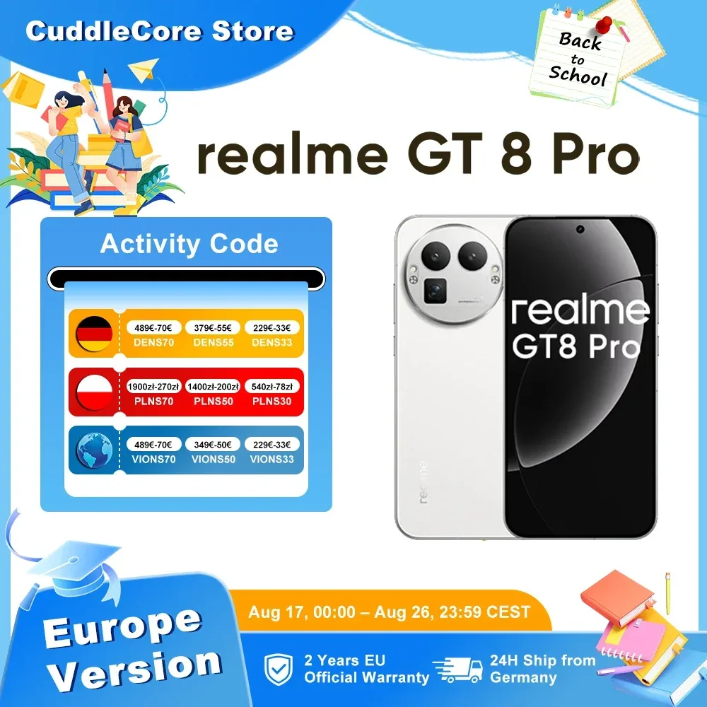 realme GT 8 Pro 5G Smartphone Snapdragon 8 Elite Gen 5 50W Kabelloses Laden 200MP Ultra-Kamera 144Hz Bildschirm Neue EU-Version