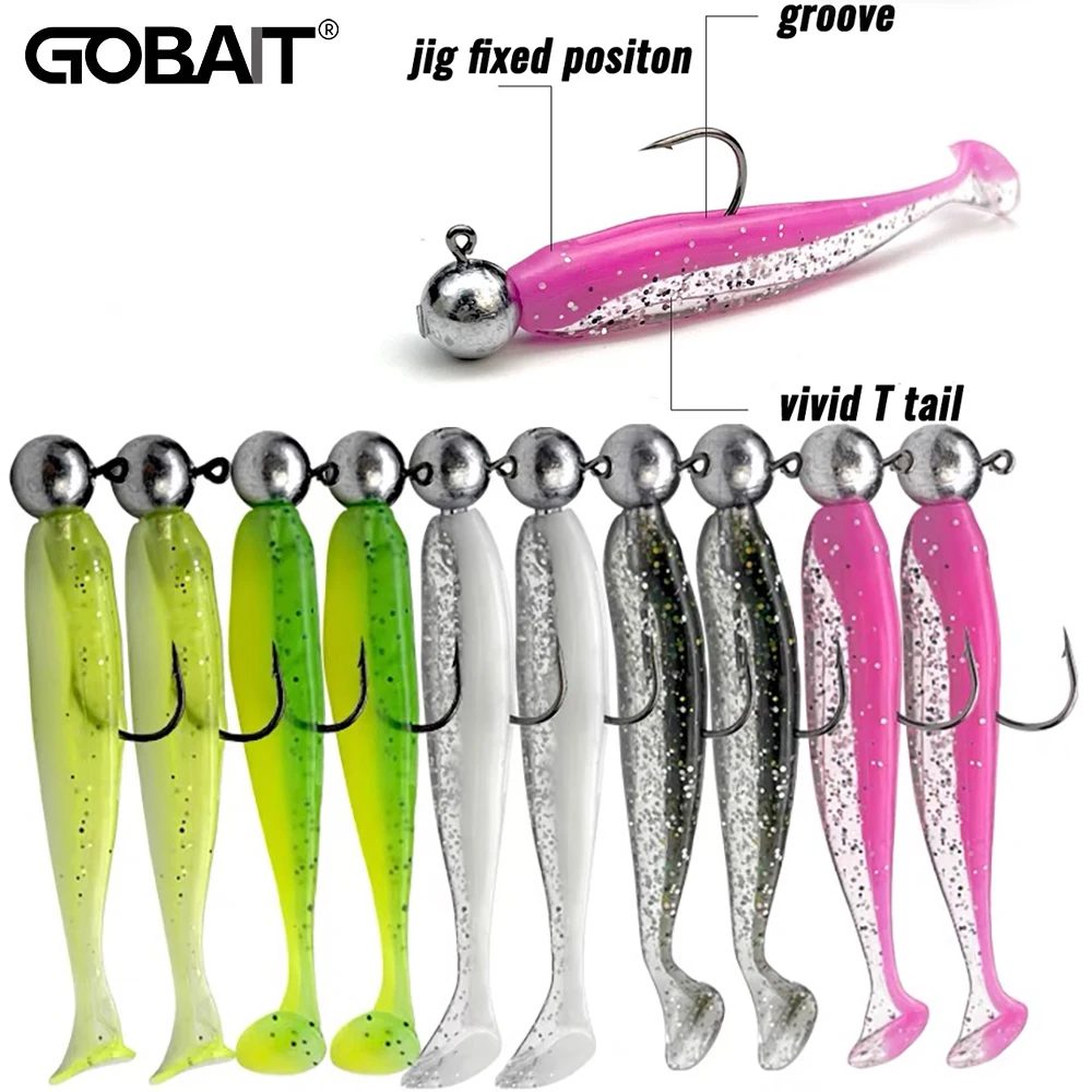 10PCS Weicher Köder 5,5 cm 7cm 10cm T Schwanz Wurm 3PCS Jigging Kopf Haken 3g 5g 10g Metall Jig Karpfen Angeln Pesca Swimbait Getriebe Kit Köder