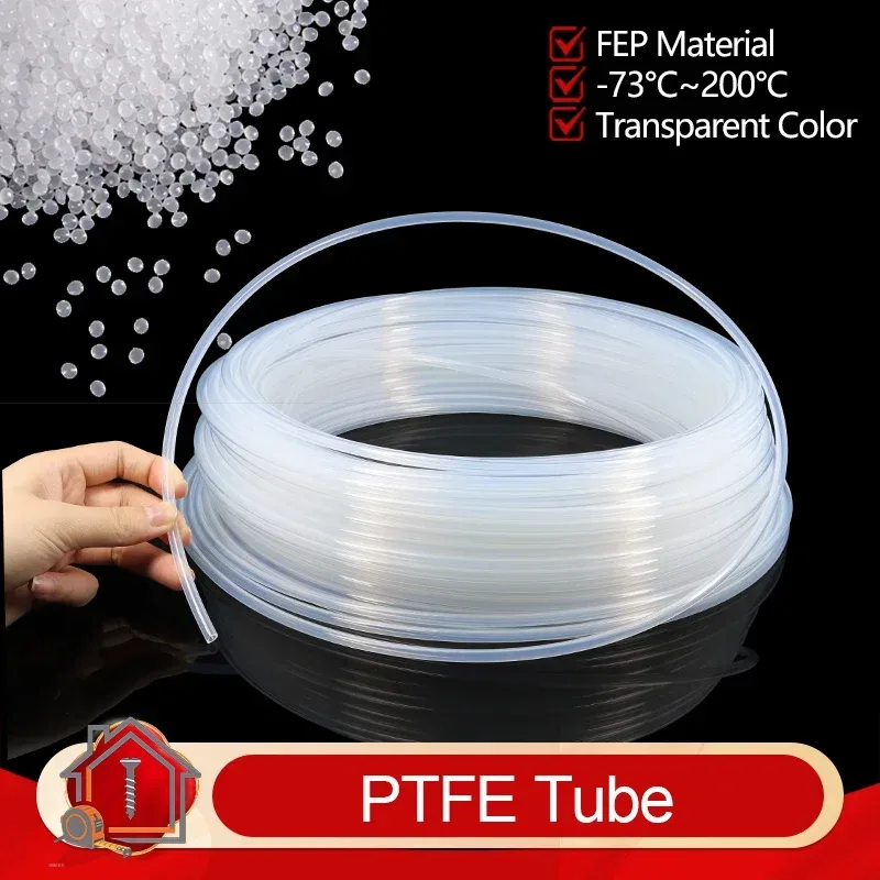 1-10m PTFE-Schlauch, FEP-isolierter transparenter Schlauch, ID 0,8 1 2 2,5 3 4 5 6 7 8 9 10mm, Extruder J-Kopf starres Rohr für 3D-Druckerteile
