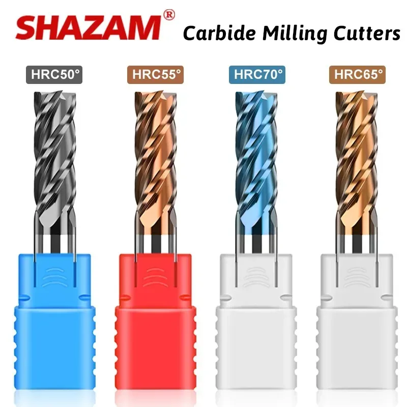 SHAZAM CNC-Maschine Wolframstahl Fräser Werkzeuge HRC50/55/65/70 4-schneidige 1,0?20,0 mm Hartmetall-Flachschaftfräser