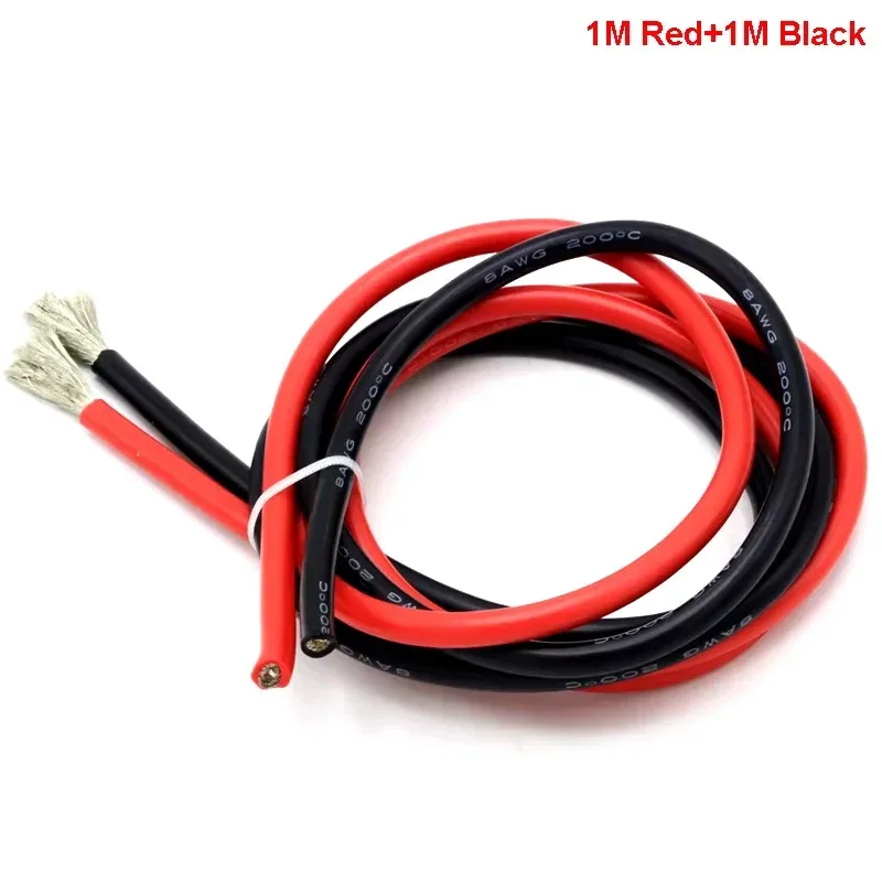2 Meter Silikonkabel 8 10 12 14 16 18 20 22AWG Hitzebeständiges Weiches Silikon-Gel-Kabel (1 Meter Rot + 1 Meter Schwarz)
