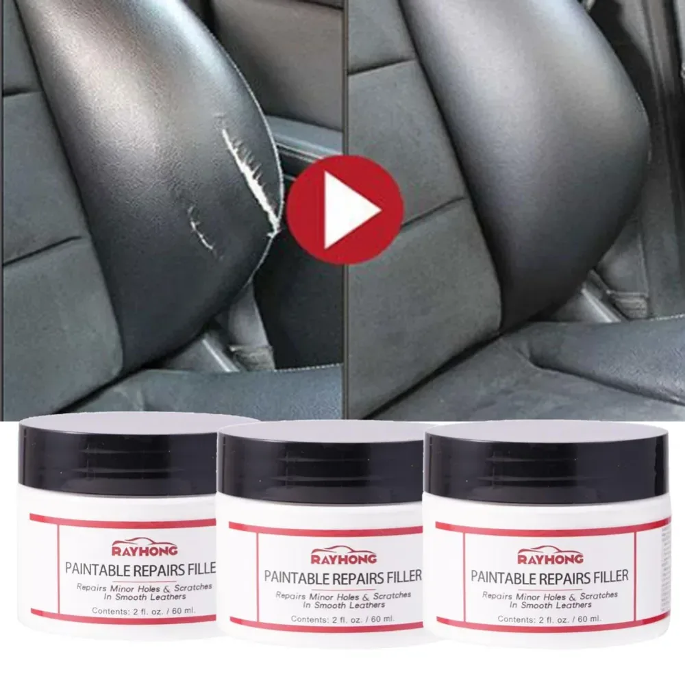 1/3 Stück Natürliche Leder-Reparaturpaste, Autoleder-Wiederherstellungspaste, überstreichbare Restaurierungscreme für Risse, Löcher und Verbrennungen