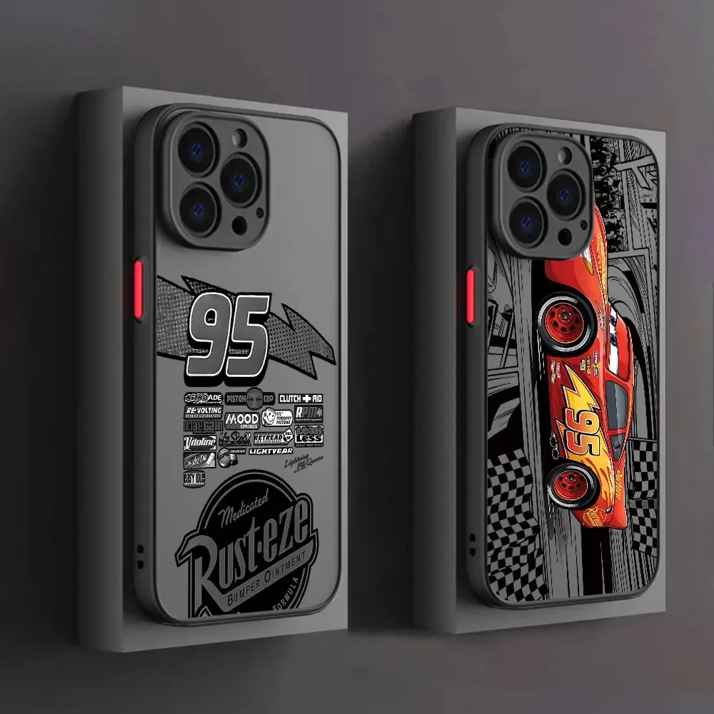 Handyhülle für iPhone 17e 17 16e 16 15 14 13 12 11 Mini Pro Air Max XSMax Plus Matt Transparente Hülle Cartoon Lightnings M-McQueens