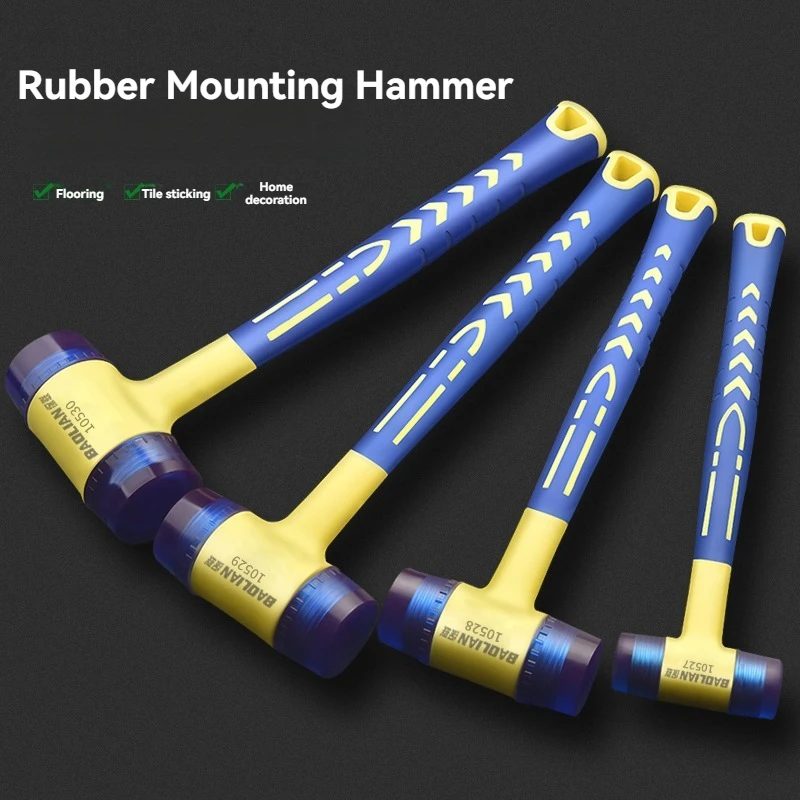 1 doppelköpfiger Installationshammer, 25 mm bis 45 mm Gummihammer mit Gummigriff, abnehmbarer isolierter Installationshammer