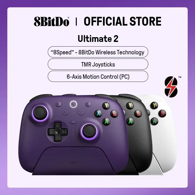 8BitDo Ultimate 2 Wireless Gaming Controller für PC und Android mit TMR-Joysticks, umschaltbaren Auslöser, Bewegungssteuerung, 8 Geschwindigkeiten