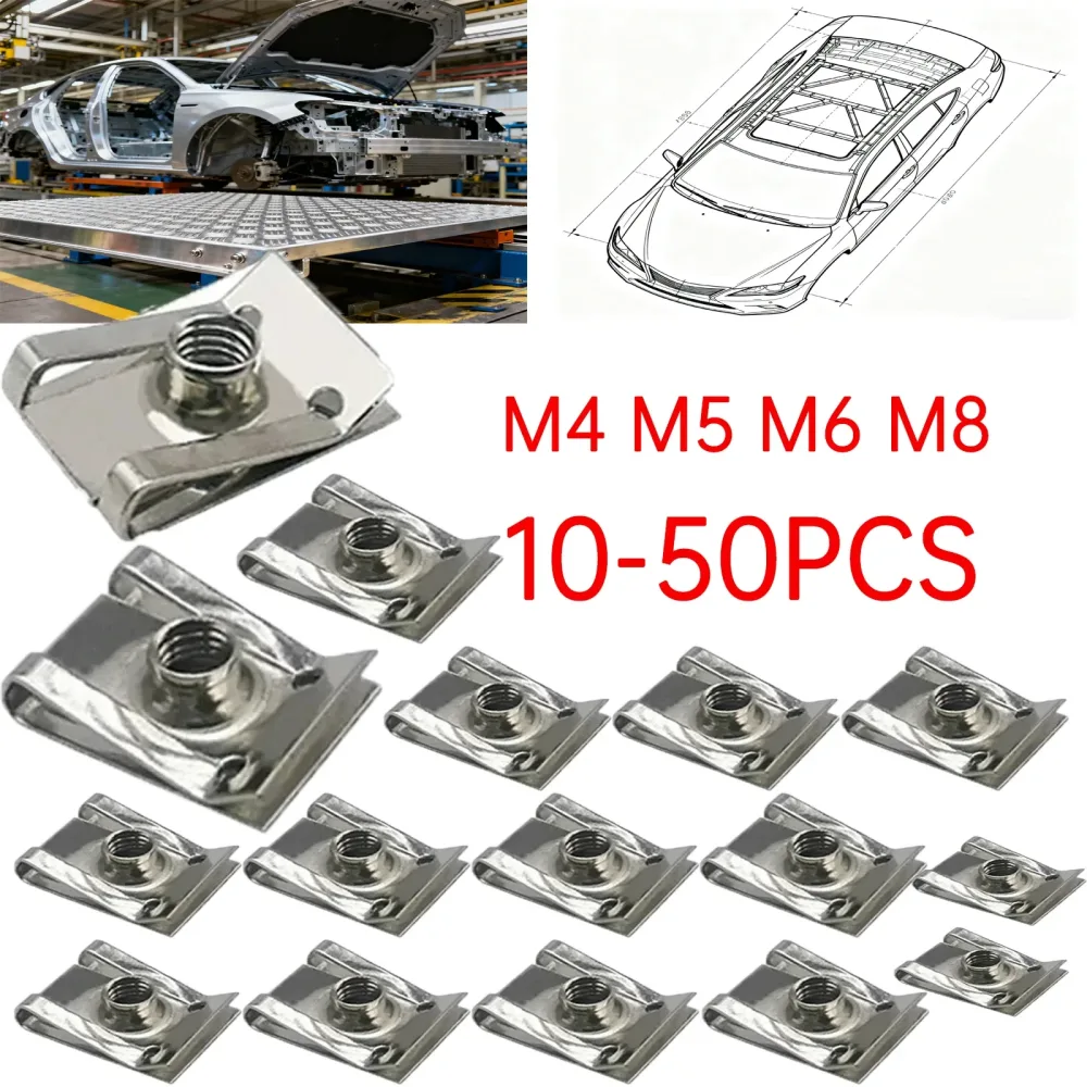 10?50 Stück M6 M5 M4 M8 Edelstahl U-Typ-Clips mit Gewinde 8/6/5/4 mm Rohrmuttern für Auto, Motorrad, Roller, Auto-Befestigungselement