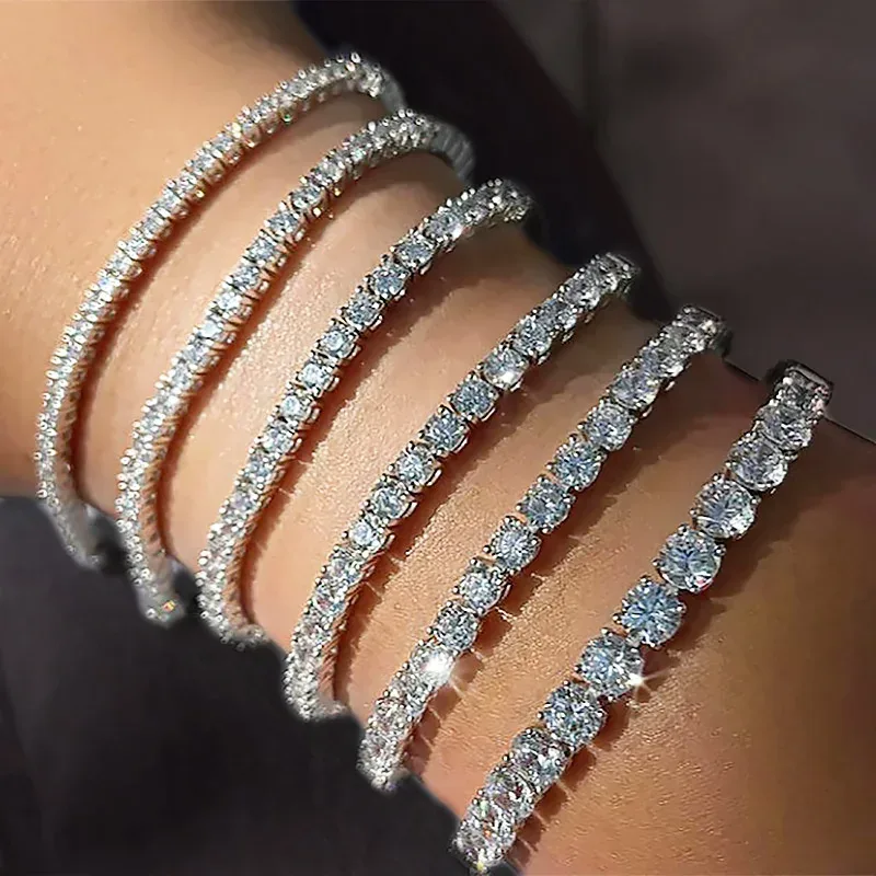 Hip Hop vereist 3/4/5mm Kristall Tennis Armband für Männer Homme Punk Zirkonia Damen Kette auf der Hand Streetwear trend igen Schmuck