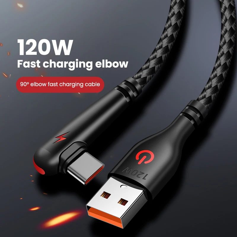 120W USB-C-Kabel 90 Grad Ellenbogen Handy schnell aufladen für huawei mate 40 30 Xiaomi Samsung Handy-Ladekabel