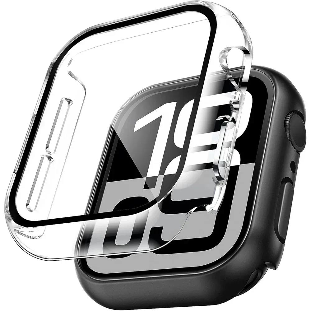 Glas + Abdeckung für Apple Watch Gehäuse 10 9 8 7 6 SE 5 iWatch Zubehör Displayschutzfolie iWatch Serie 46 mm 44 mm 40 mm 41 45 mm 38 42 mm