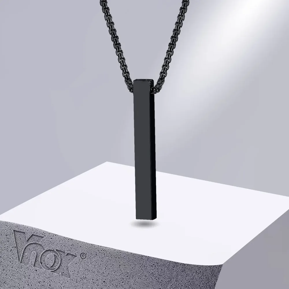 Vnox 5 mm Säulen-Halskette für Männer und Frauen, 3D-Stab-Anhänger aus Edelstahl, minimalistisch, schlicht, lässig, Unisex-Halsband
