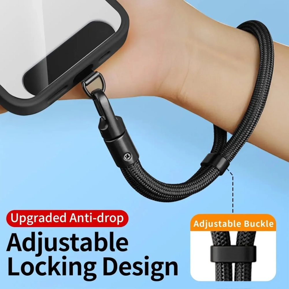 Universelles, verstellbares Handy-Lanyard, kurzes Handgelenkband mit selbstsicherndem Anti-Drop-Design, langlebiges Polyester-Telefonband