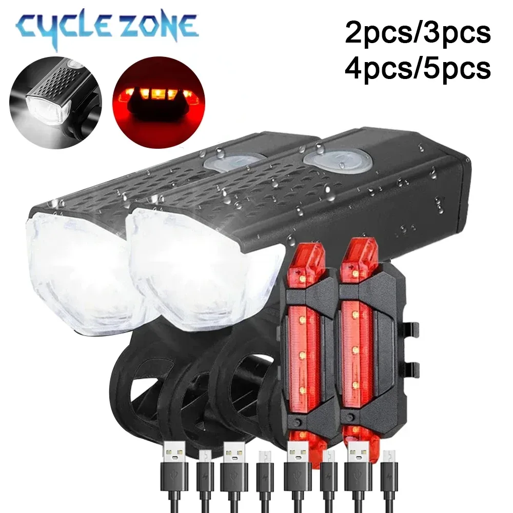 Fahrrad Licht Set Fahrrad Scheinwerfer Rücklicht Vorne und Hinten Set Wiederaufladbare MTB Fahrrad Taschenlampe Radfahren Lampe Fahrrad Zubehör