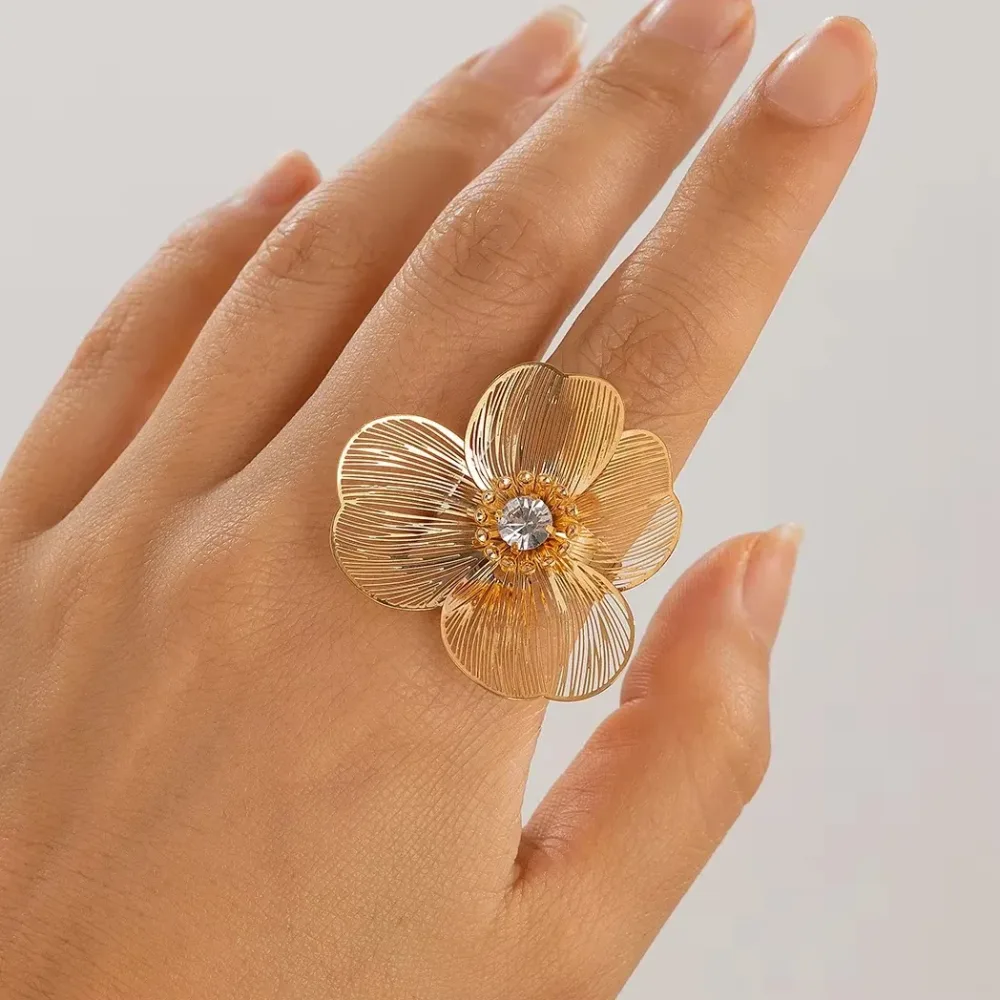 Elegante Ginkgo-Blatt-Blumenringe für Damen, Retro Goldfarben Knöchelring, Hochzeitsschmuck Accessoires Geschenk Neu
