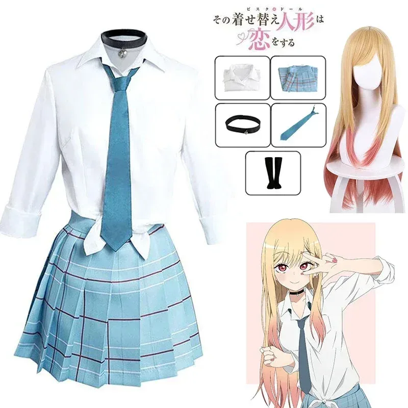 Anime My Dress Up Darling Kitagawa Marin Cosplay Kostüm Kitagawa Marin Cosplay Kleider Schuluniform Perücke Anzug Mädchen Frauen