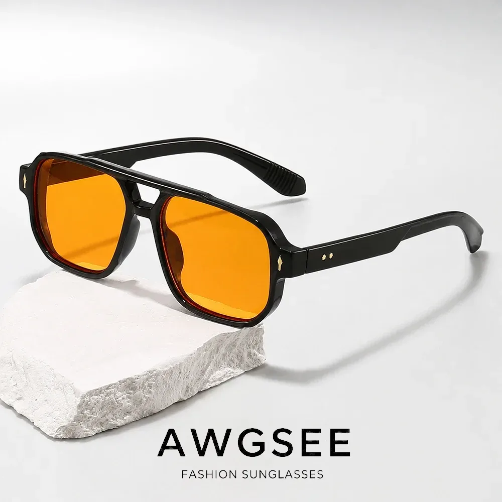 Quadratische Aviator-Sonnenbrille für Damen und Herren Vintage Klassisch Trendige Schattierungen UV400-Schutz für Autofahren & Outdoor