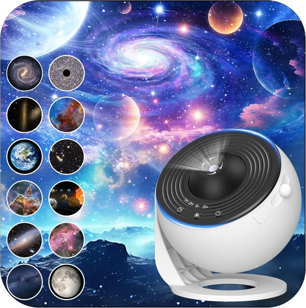 Galaxie-Projektor für Schlafzimmer, HD-Bild-Sternprojektor, verstellbarer Galaxie-Lichtknopf, 13 Filmscheiben, Planetariumsprojektor für Ki