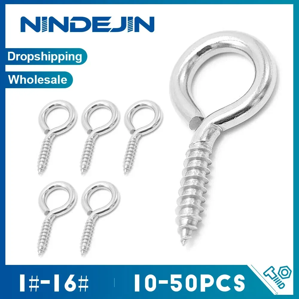 5?50 Stück 5 # -16 #   Robuste Ösenhaken mit Schraube, vernickelter Stahl 1 #   2 #   Kleine Ösenschraube für DIY-Schmuckhandwerk