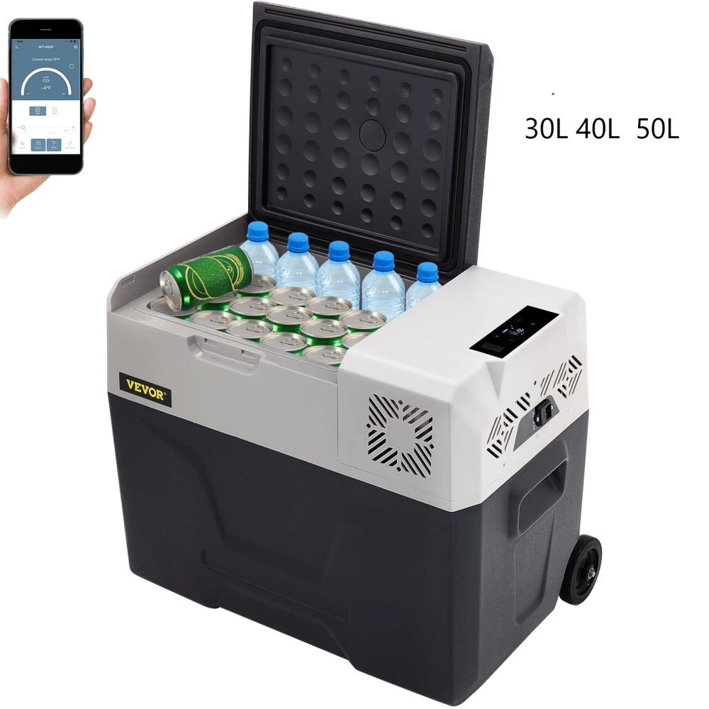 VEVOR 30L Autokühlschrank Kompressorkühlbox Edelstahl Urlaub Isolierbox Mini Kühlschrank Kühlbox Auto und Steckdose