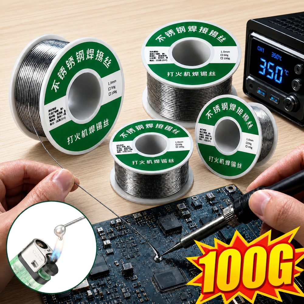 1,0 mm 20g 50g 100g Lötdraht mit Rosinkern, No-Clean FLUX 2,0% Lötdrahtrolle, Reparaturwerkzeug