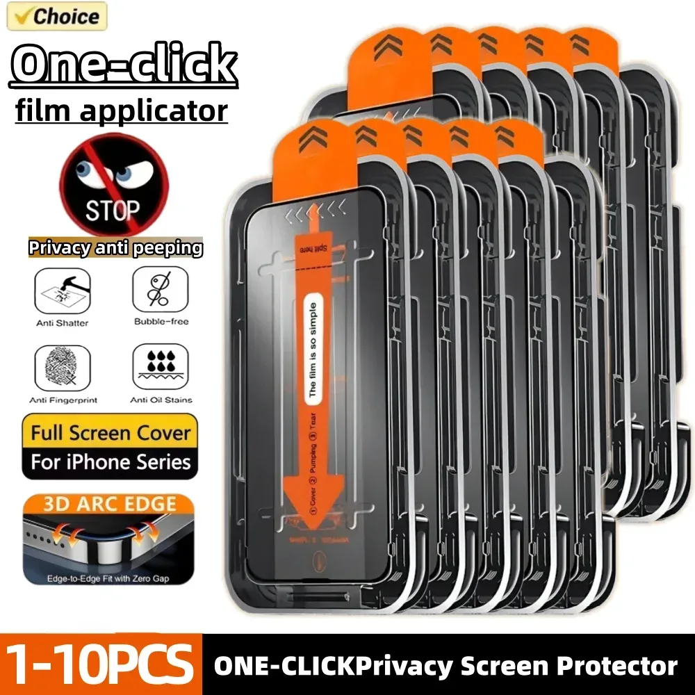 1-10 Stück Oleophobe Displayschutzfolie mit Sichtschutz für iPhone 17 16 14 15 12 11 13 X XS Pro Max Air Mini Staubfreie Installation