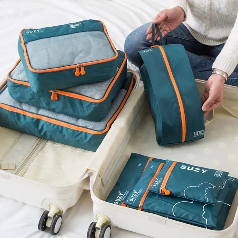 7/6 Teile Set Reise Veranstalter Lagerung Taschen Koffer Tragbare Gepäck Organizer Kleidung Schuh Ordentlich Beutel Verpackung Lagerung Fällen