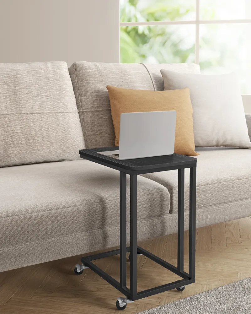 VASAGLE Beistelltisch (1-St), mit Rollen, C-Form, mobiler Kaffeetisch, 35 x 50 x 60 cm