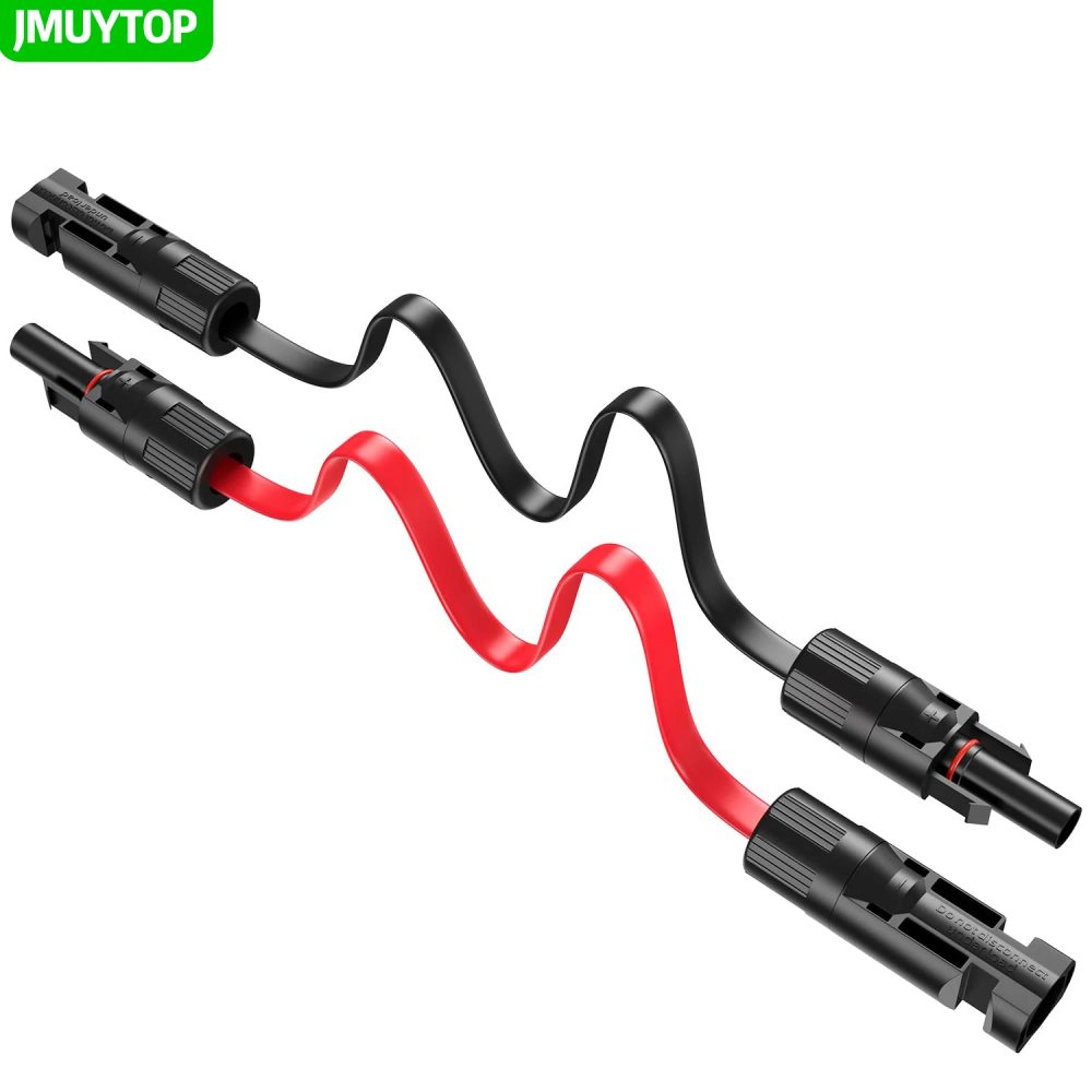 JMUYTOP Flaches Solarpanel-Verlängerungskabel 12/10 AWG 4/6 mm2, wasserdichte Steckverbinder für Wohnmobil, Photovoltaik, Hausbalkon, Durchgangskabel