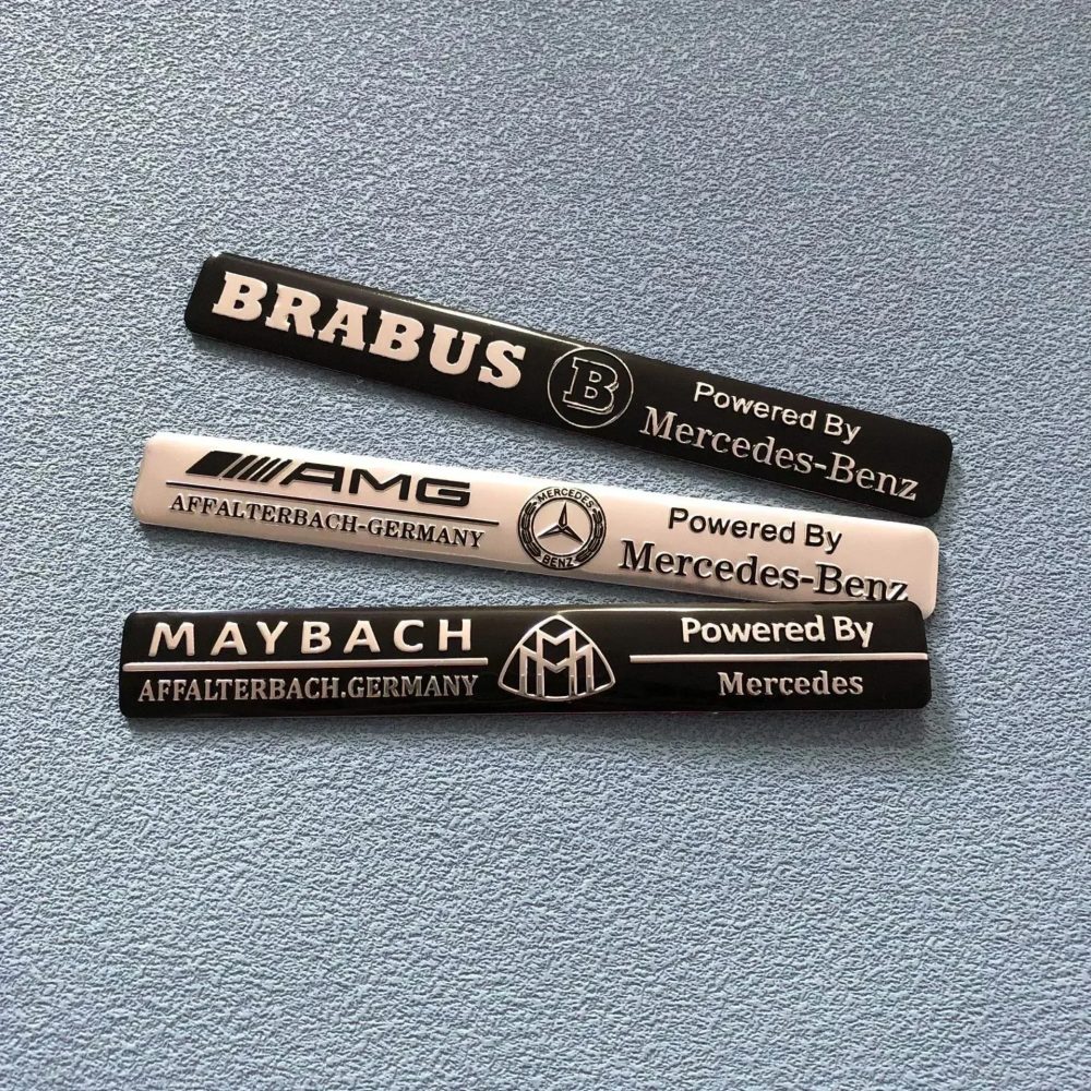 1 Stück Auto-Emblem Aluminium-Aufkleber Zubehör für Mercedes Benz AMG Brabus Maybach Smart W204 GLC CLA GLK W205 W203 W206 W108 W124