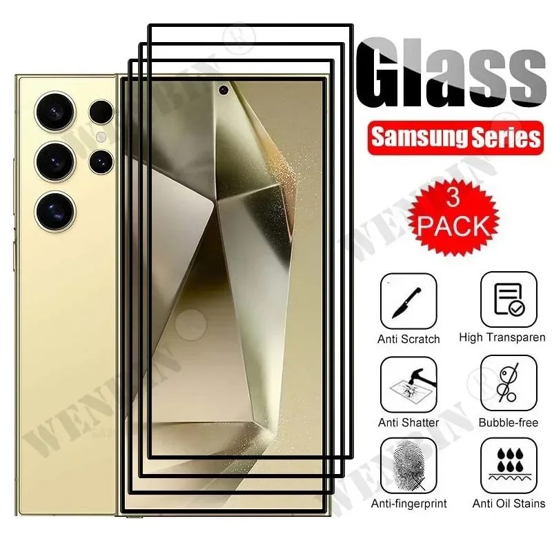 3 Stück gehärtetes Glas für Samsung Galaxy S26 S25 S24 S23 S22 Ultra Plus FE A57 A56 A36 A17 Displayschutzfolie Vollschutzglas