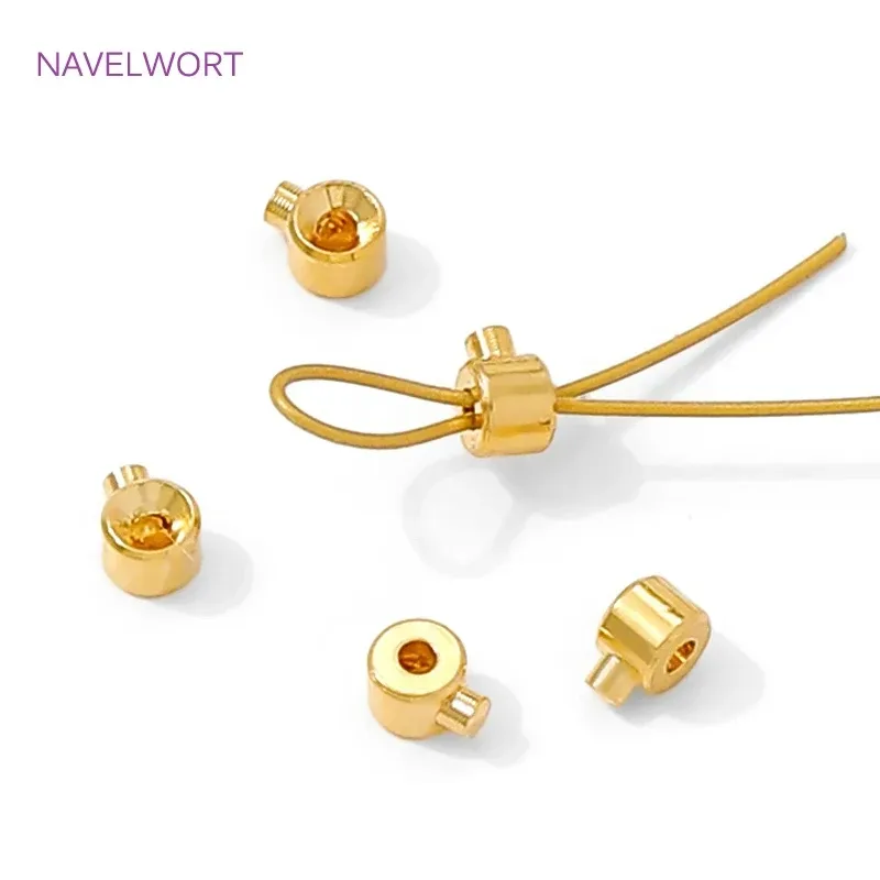 18K vergoldete runde Crimp-Endperle, Messing-Quetschperlen für Schmuckherstellungszubehör, Lampen für Schmuck, DIY-Armbänder-Zubehör